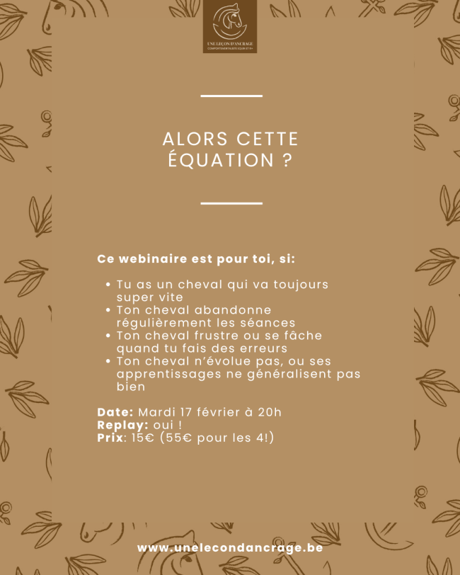 Webinaire: L'ennui chez le cheval, et comment apprendre à apprendre